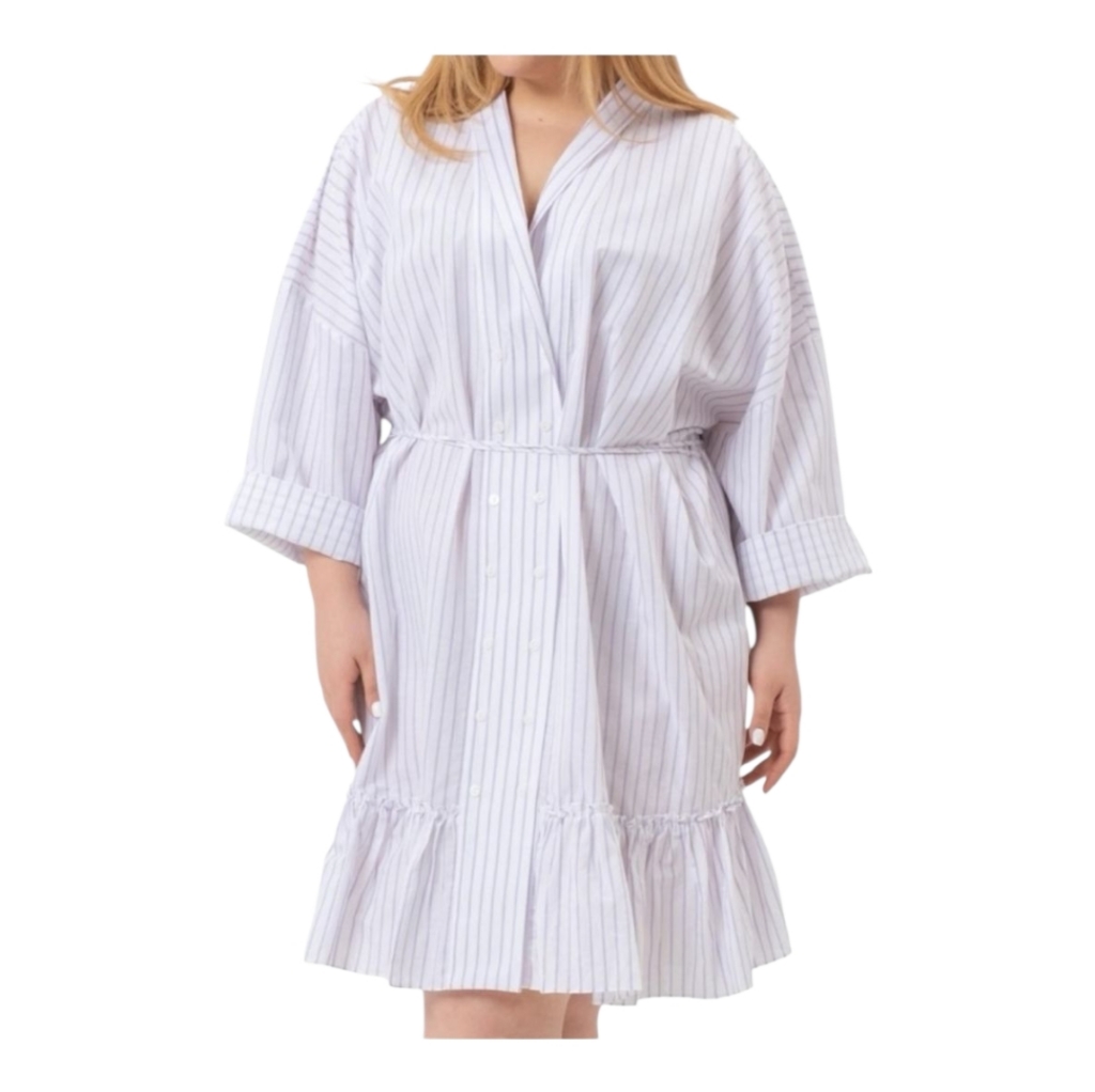 Elegant Striped White Robe For Women